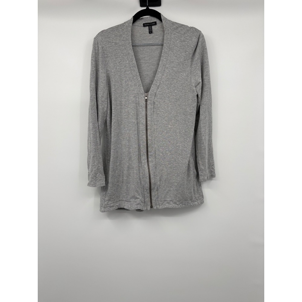 Eileen Fisher Grey Zipper Front Cardigan Sweater Womens S/P
